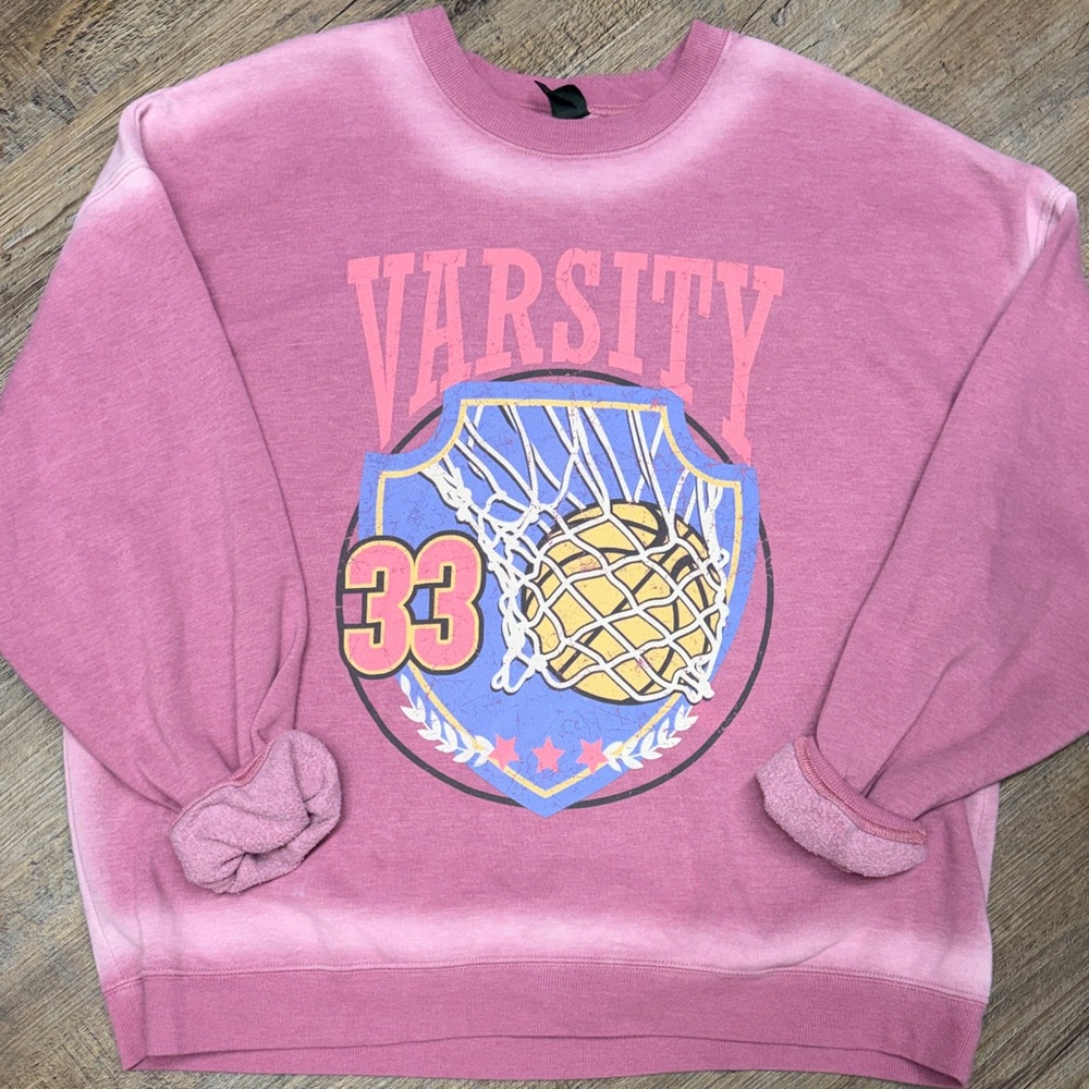 Oversized women’s Graphic basketball Crewneck sweatshirt Dusty Rose size xxl